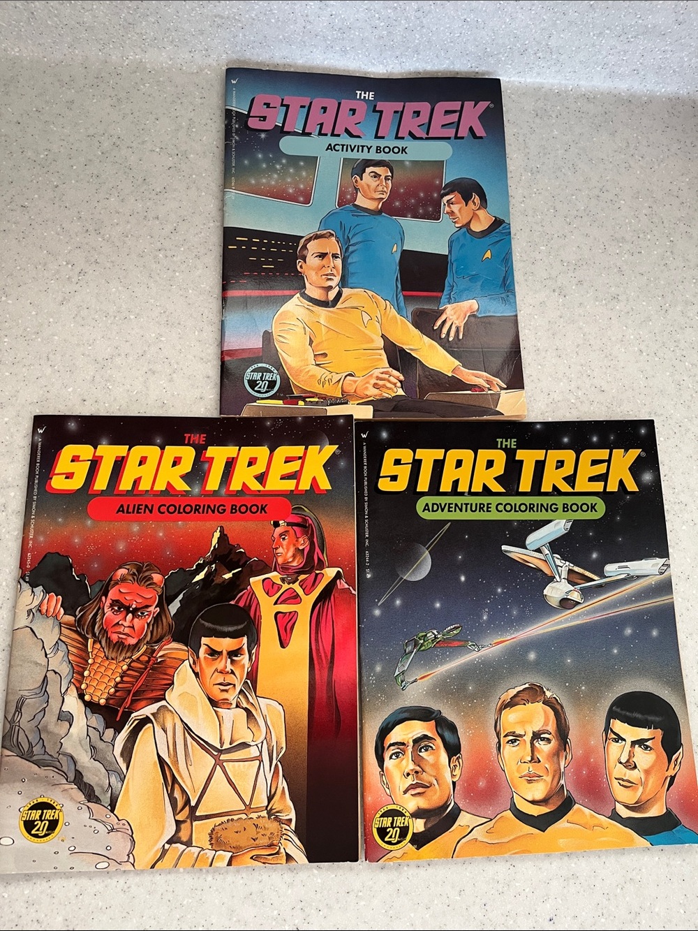 3 Vtg 1986 STAR TREK Activity / Adventure / Coloring Books Unused 20th Annivers.